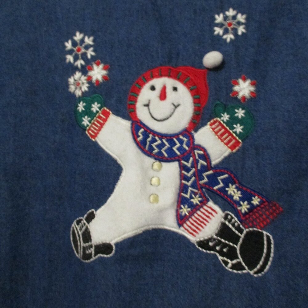 Tantrums Vintage top denim Christmas snowmen - Picture 10 of 11